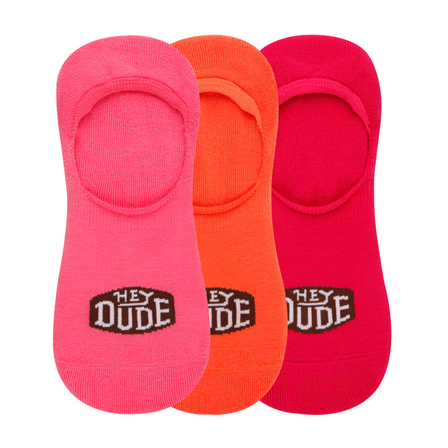 HEYDUDE No Show Sock 3 Pack ÿ Pink Lemonade